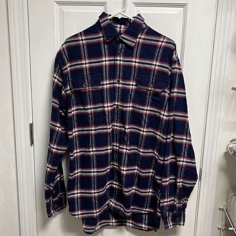 Jachs flannel plaid button down shirt size large tall,